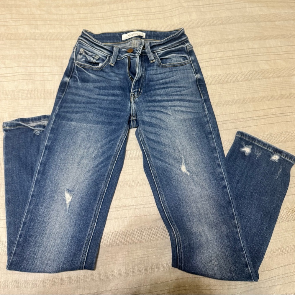 KanCan Women's Straight Leg Blue Jeans